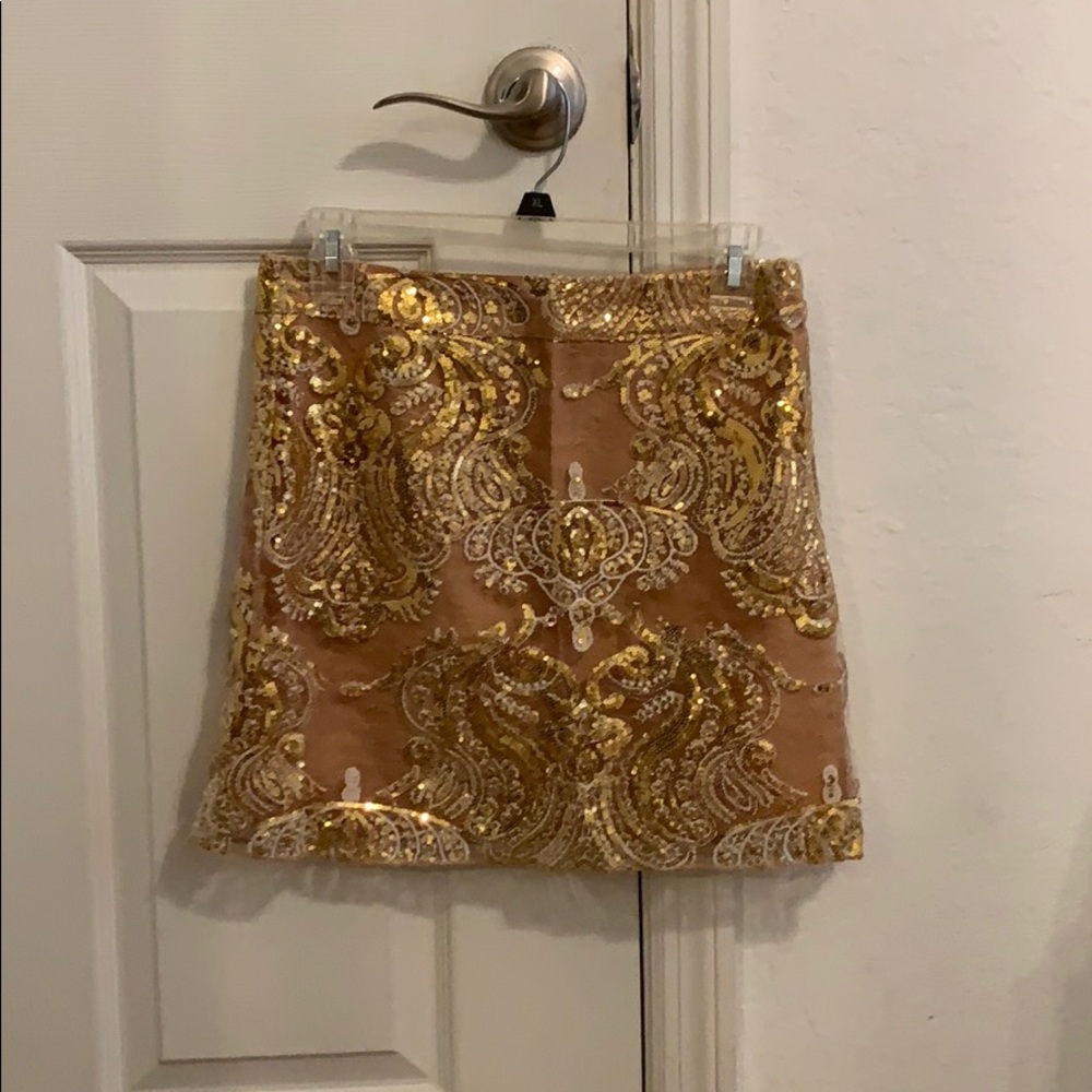 Sequined gold skirt